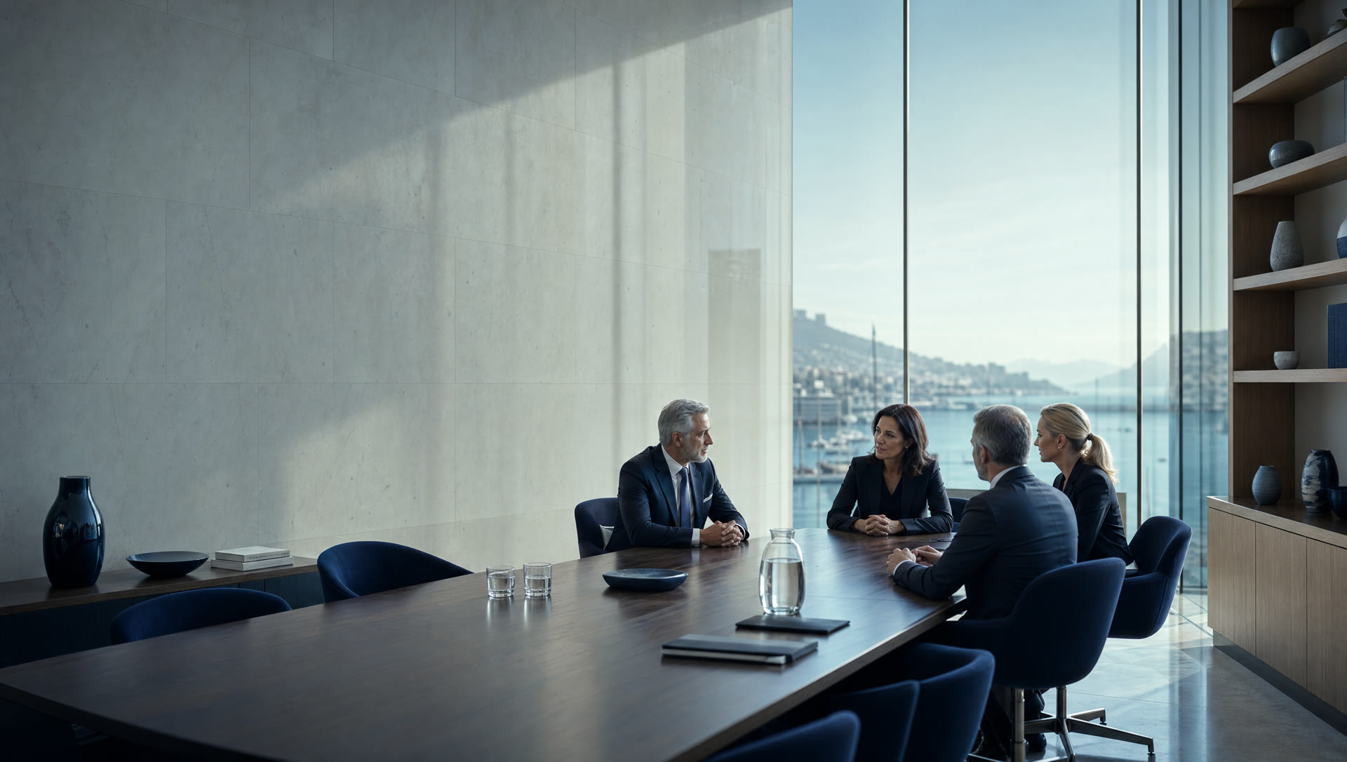 An elegant advisory office overlooking the harbour